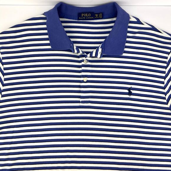 Polo Ralph Lauren 2XB Shirt Periwinkle Blue White Striped Pony Logo Mens Casual - Picture 1 of 9
